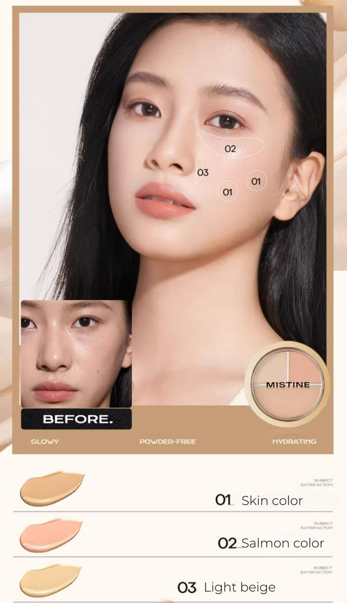 MISITINE Long-wear High Coverage 3-color Concealer Cream T4454