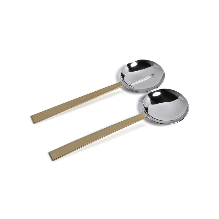 Modern Salad Server Set - Polished Nickel & Gold - Tableware by Carlyle Avenue