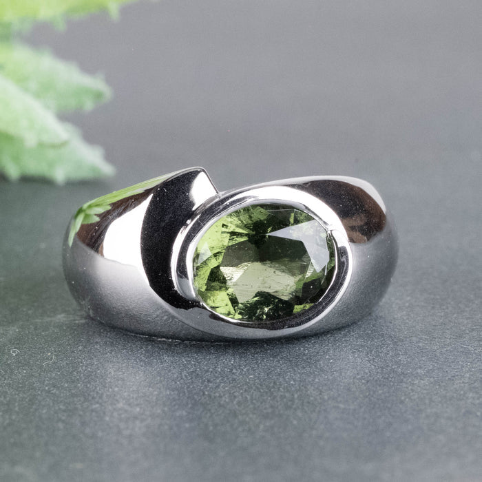 Moldavite Ring 10x8mm .925 Silver - InnerVision Crystals