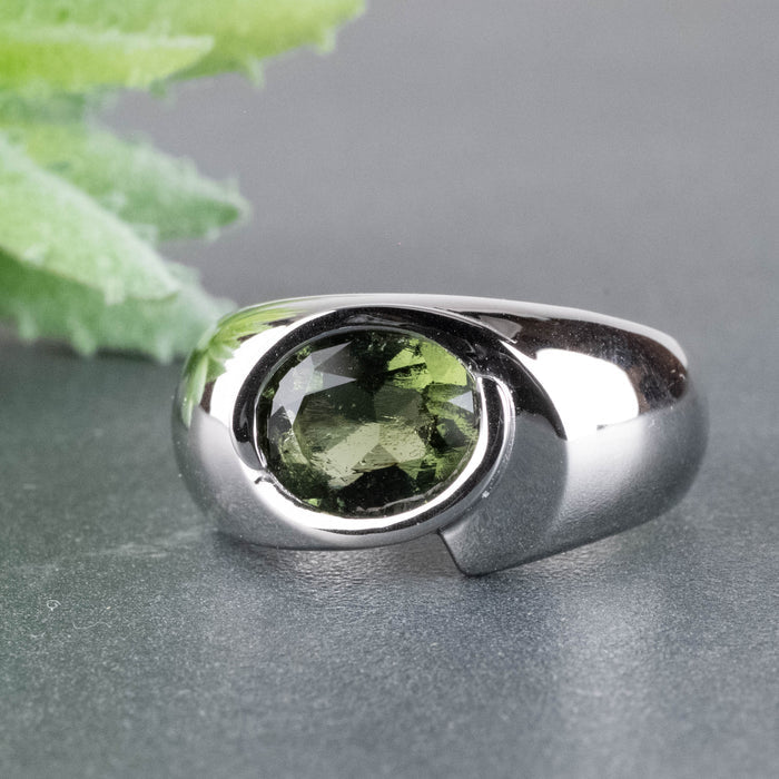 Moldavite Ring 10x8mm .925 Silver - InnerVision Crystals