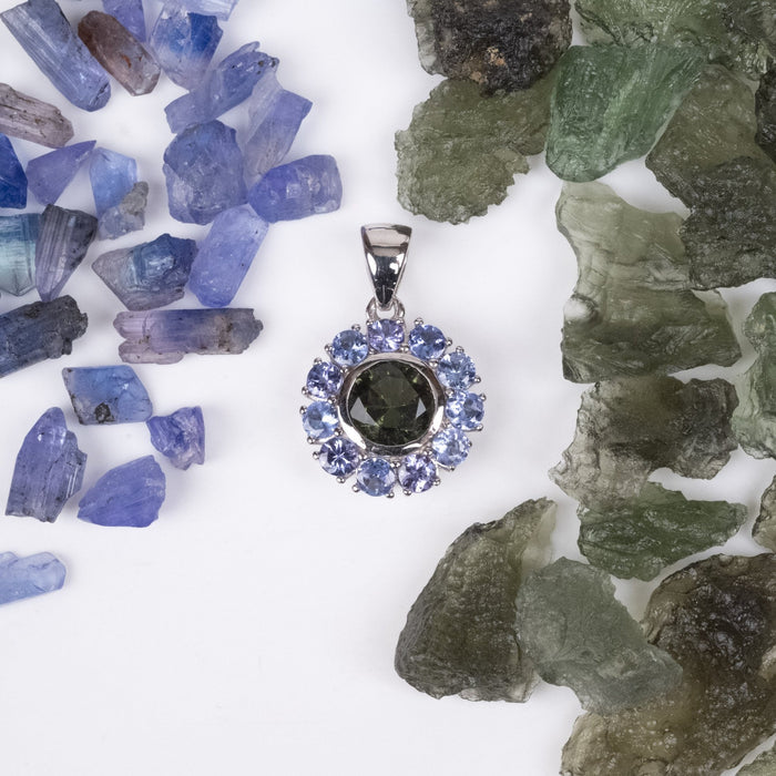 Moldavite + Tanzanite Mandala Pendant PRE-ORDER - InnerVision Crystals