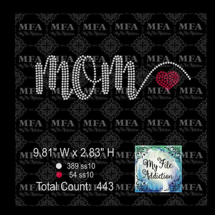 Mom with Heart Rhinestone Digital Download File - My File Addiction