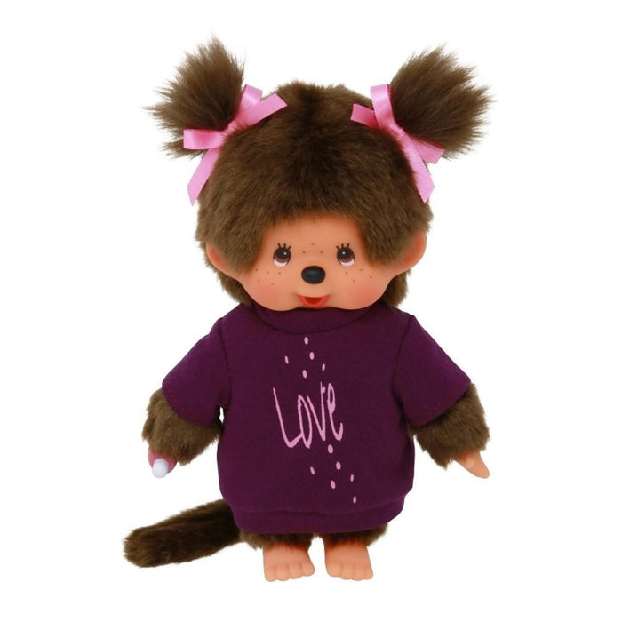 Monchhichi Girl with Tee "LOVE" Dress Plush Doll - Purple