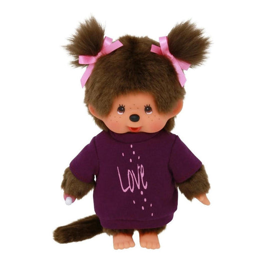 Monchhichi Girl with Tee "LOVE" Dress Plush Doll - Purple