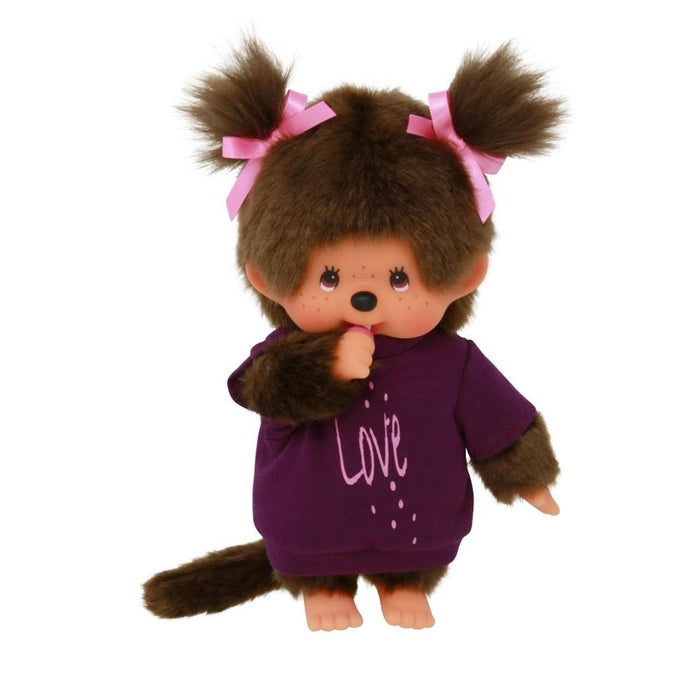 Monchhichi Girl with Tee "LOVE" Dress Plush Doll - Purple