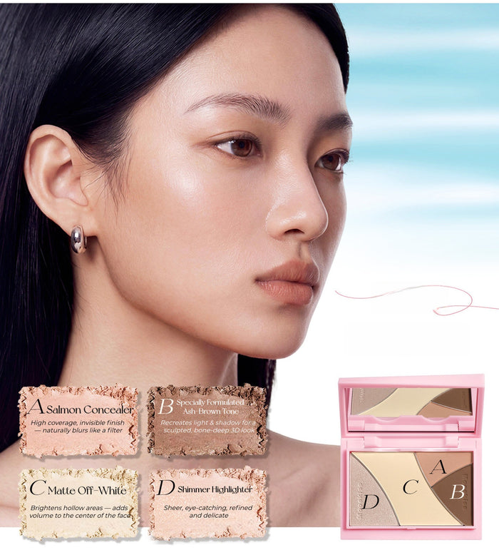 MOOEKISS Pink Blue Collection 3-color Highlighter Contour Palette T5671