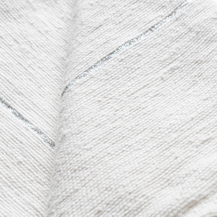 Moroccan Pom Pom Blanket - White & Silver - Benisouk