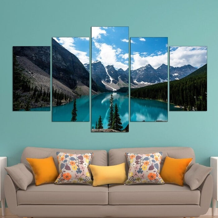 Mountain Lake View Wall Art Frame Canvas Printing Decor
