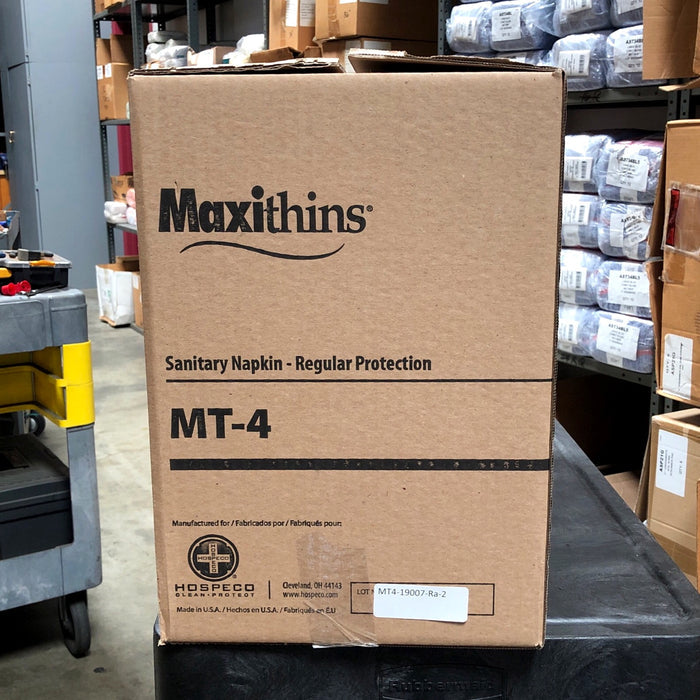 MT-4 Maxithins Vended Sanitary Napkins #4,  250 Individually Boxed
