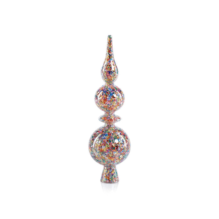 Multicolor Glass Sequin Design Boxed Tree Topper - Christmas Decor by Carlyle Avenue