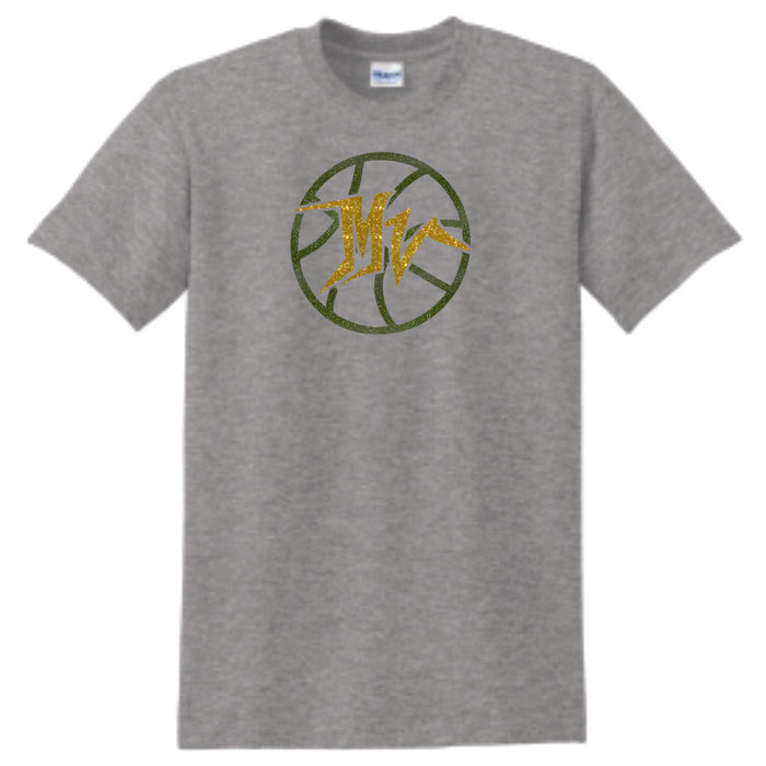 MVHS Basketball Circle Design Basic Tee- Matte or Glitter