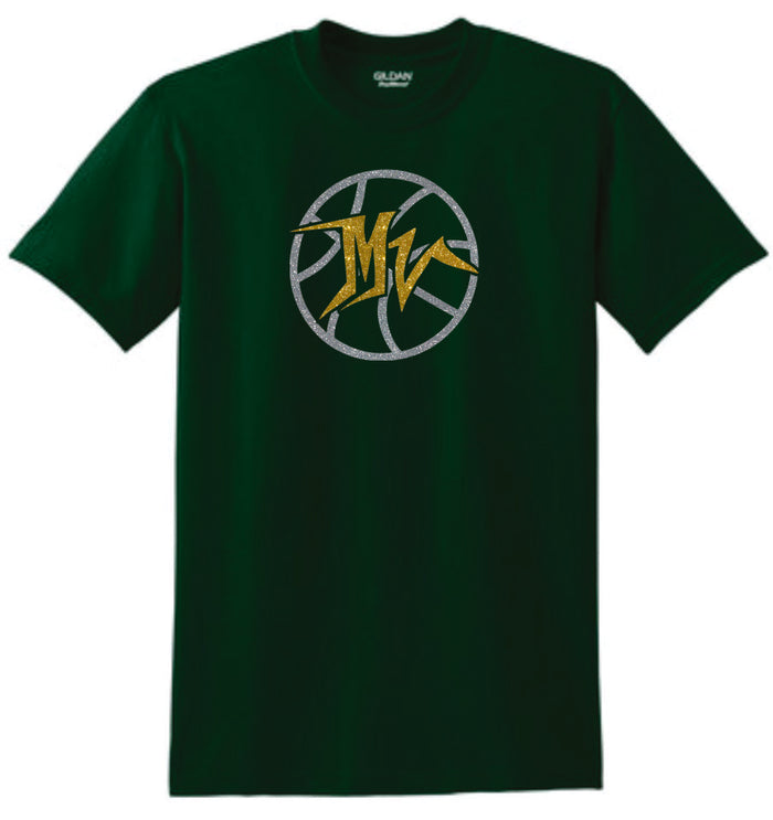 MVHS Basketball Circle Design Basic Tee- Matte or Glitter