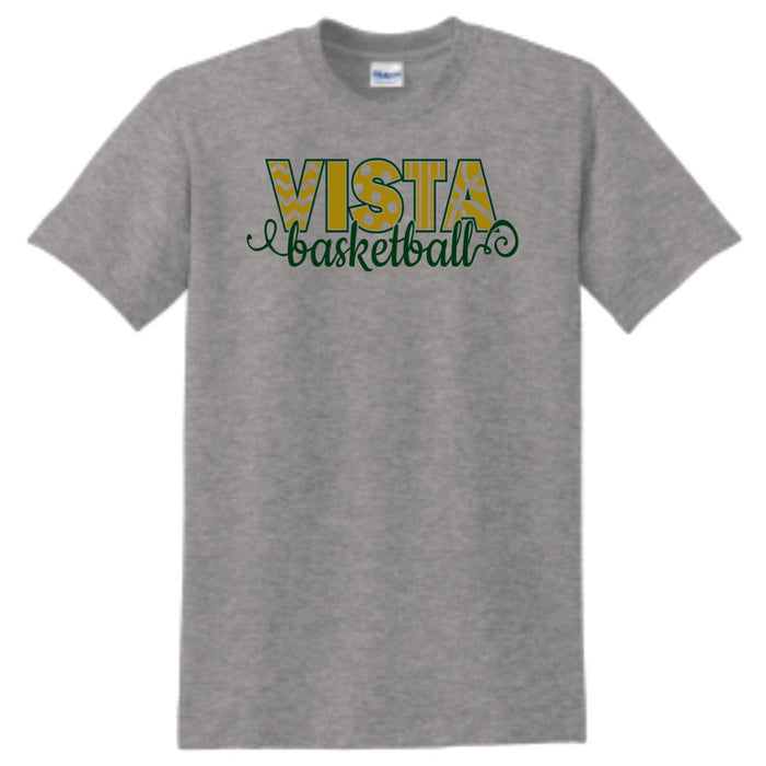 MVHS Basketball Curly Design Basic Tee- Matte or Glitter