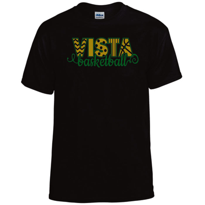 MVHS Basketball Curly Design Basic Tee- Matte or Glitter