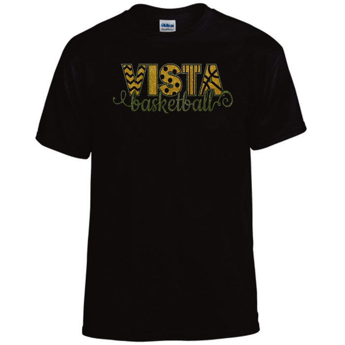 MVHS Basketball Curly Design Basic Tee- Matte or Glitter