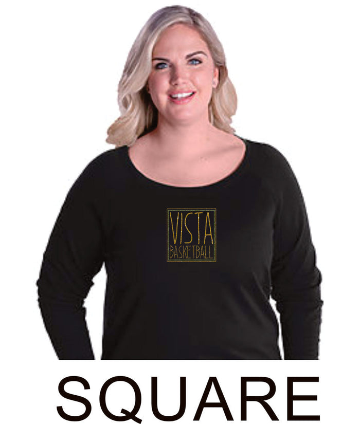 MVHS Basketball Curvy Ladies Slouchy Pullover in 3 Designs- Matte or Glitter