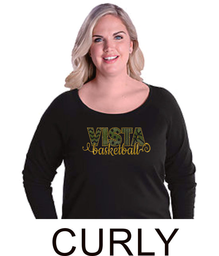 MVHS Basketball Curvy Ladies Slouchy Pullover in 3 Designs- Matte or Glitter