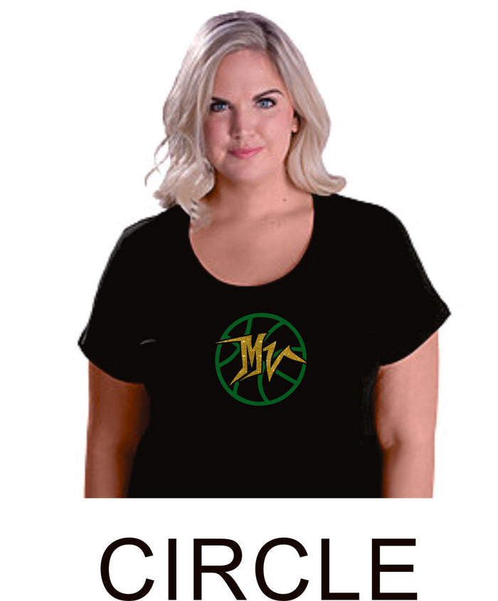 MVHS Basketball Curvy Ladies Tee- 3 designs- Matte or Glitter