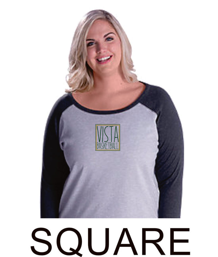 MVHS Basketball Curvy Lady Raglan- in 2 designs- Matte or Glitter