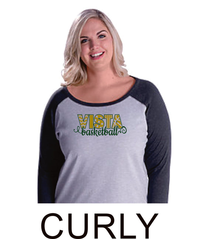 MVHS Basketball Curvy Lady Raglan- in 2 designs- Matte or Glitter