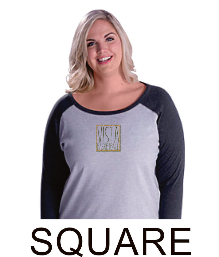 MVHS Basketball Curvy Lady Raglan- in 2 designs- Matte or Glitter