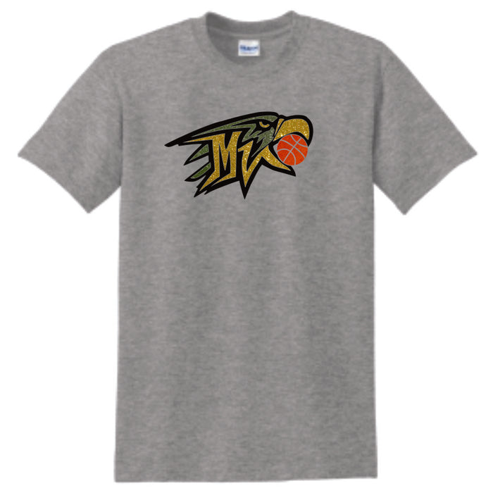 MVHS Basketball Eagle Design Basic Tee- Matte or Glitter