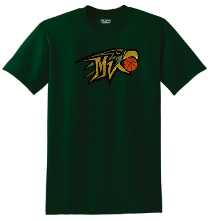 MVHS Basketball Eagle Design Basic Tee- Matte or Glitter