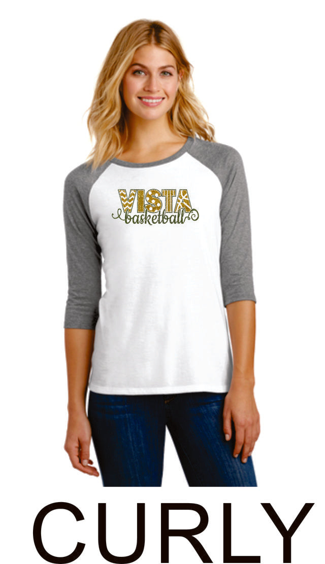 MVHS Basketball Ladies Raglan- 2 designs- Matte or Glitter