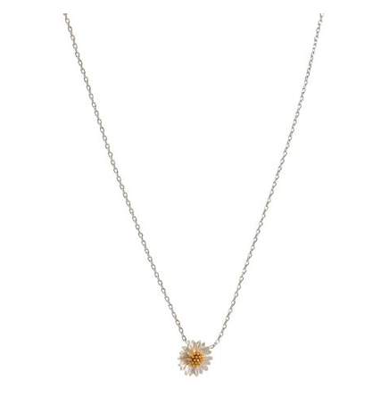 NECKLACE: 16" DAISY FLOWER (GOLD/SILVER TONE)
