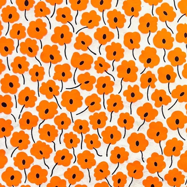 Nepali Paper Wrap Sheet - Orange Poppy