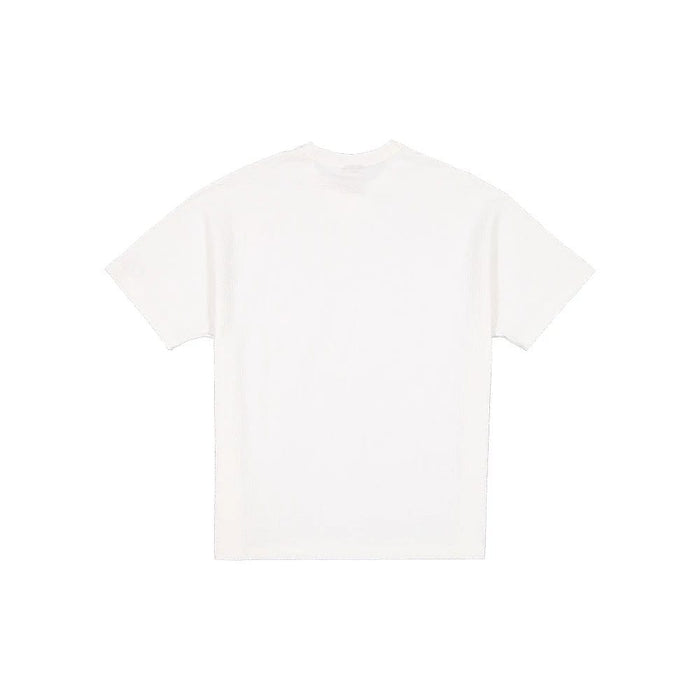 The model is wearing this New Era Black Label Seersucker T-Shirt in Cream. 2