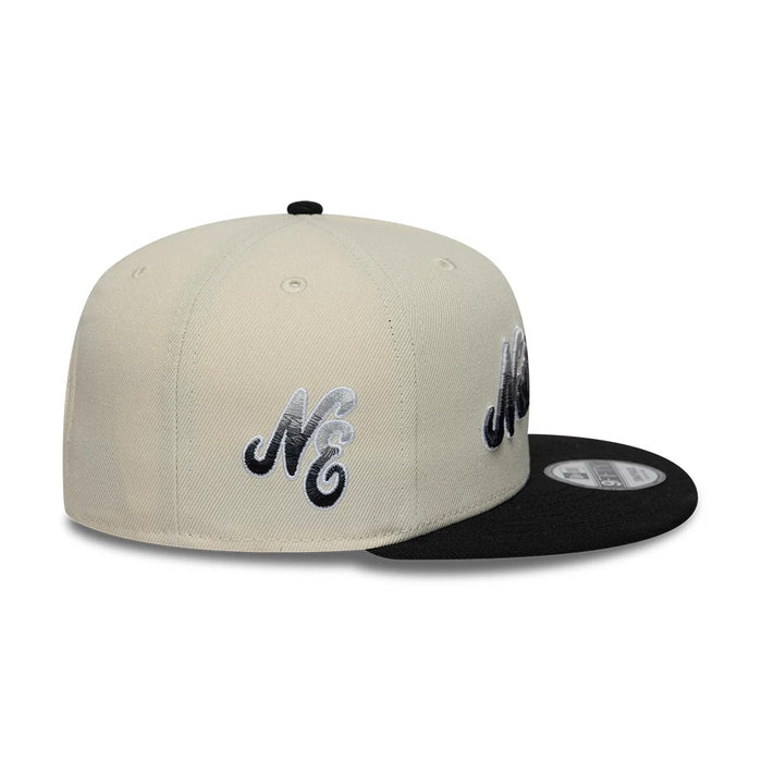Pictured is this New Era Ombre Script 9FIFTY Snapback cap in light beige & black. 5