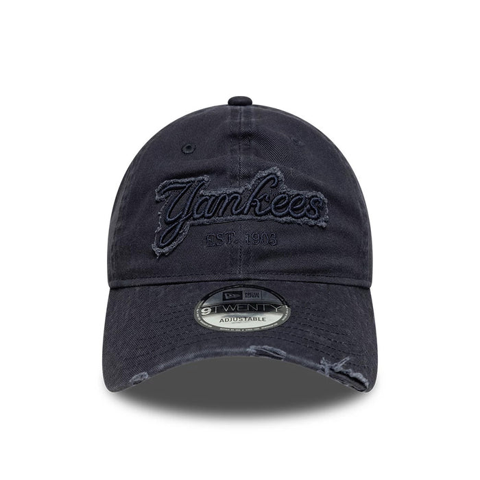 Pictured is this MLB Distressed Denim New York Yankees 9TWENTY cap in navy. 2