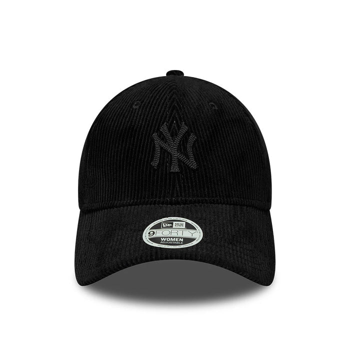 Pictured is this Womens MLB Cord New York Yankees 9FORTY cap in black. 2