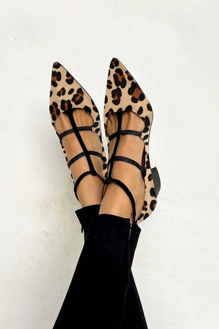 NINA - Leopard Strap Ballet Heels