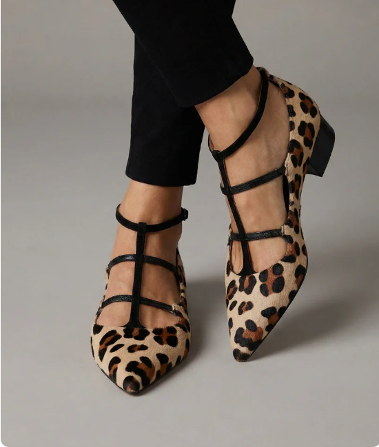 NINA - Leopard Strap Ballet Heels