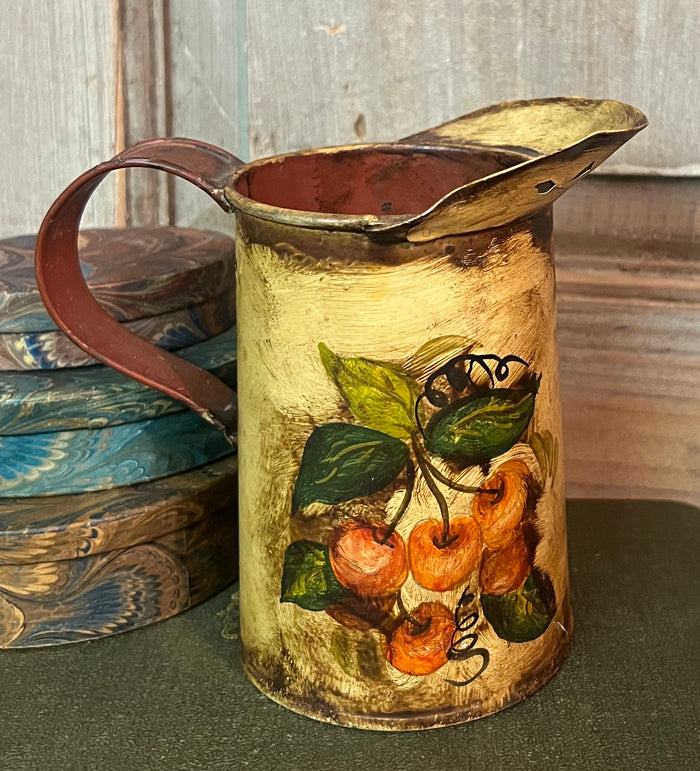 NV-1022 Hand-painted "Cherries" Tole Painted Creamer