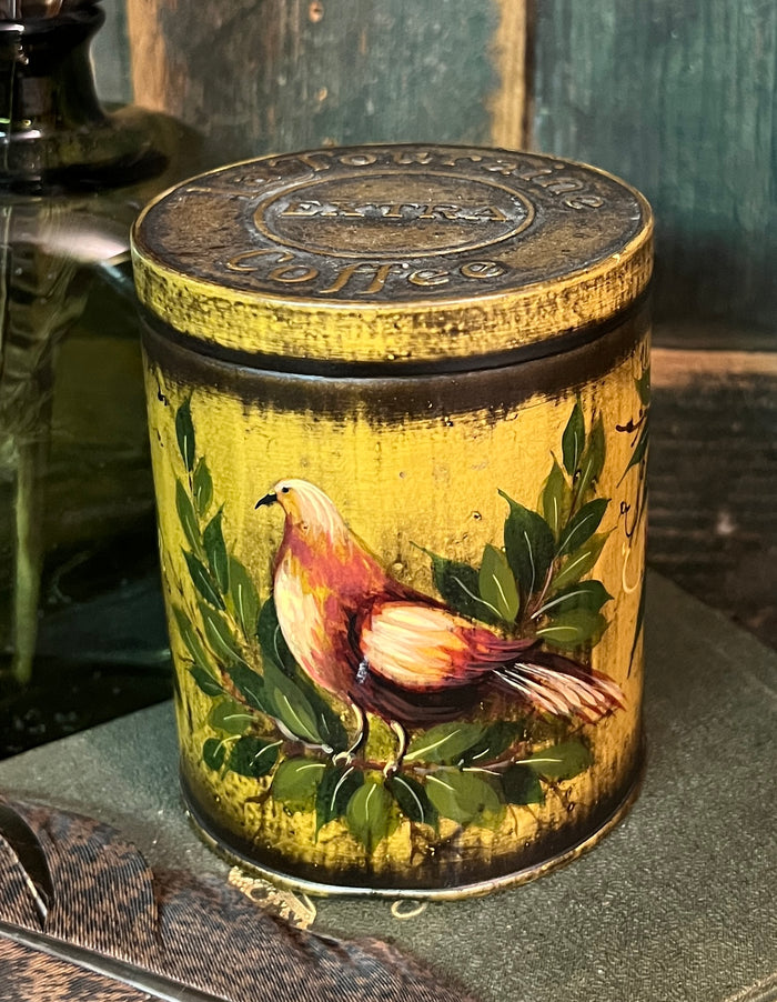 NV-967 Hand-painted Tin Lidded Can with Tole Painting