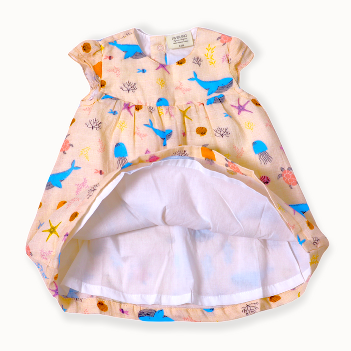 Ocean Bora Bora Ruffled Cap Sleeve Dress+ Bloomer Set (Organic Cotton)