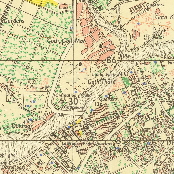 Old Guide Map of Karachi, 1929: Saddar, Clifton, Lyari, Karachi Harbor, Arabian Sea