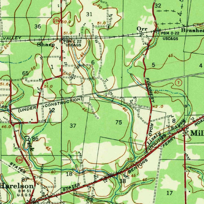 Old Map of Baton Rouge, Louisiana by USGS, 1939 – Mississippi River & East Baton Rouge Parish