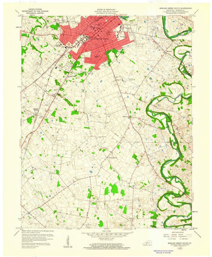 Old Map of Bowling Green, Kentucky by USGS, 1959 – Western Kentucky University & Warren County