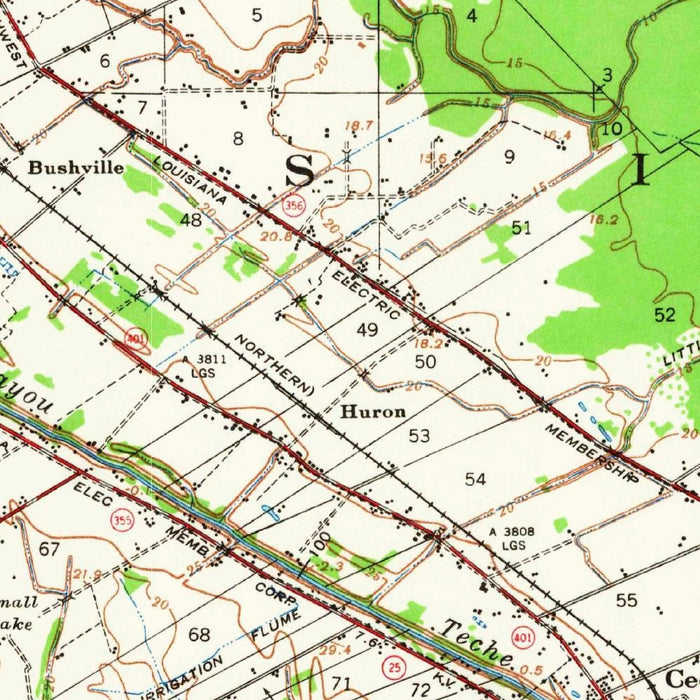 Old Map of Breaux Bridge, Louisiana by USGS, 1940 – Arnaudville, Bayou Teche & Pont des Mouton