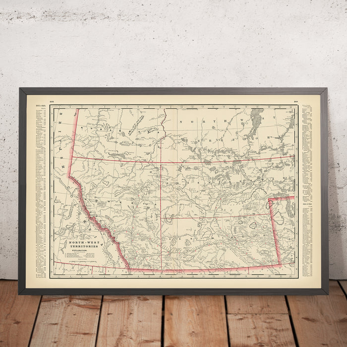 Old Map of Canada’s North-West Territory by Cram, 1891: Edmonton, Calgary, Railroads