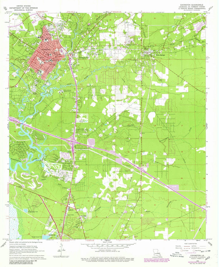 Old Map of Covington, Louisiana by USGS, 1968 – Abita Springs & Tchefuncte River