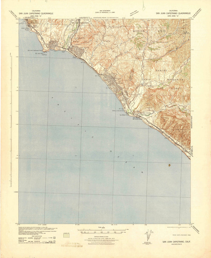 Old Map of Dana Point, California by USGS, 1942 – San Juan Capistrano & Laguna Beach