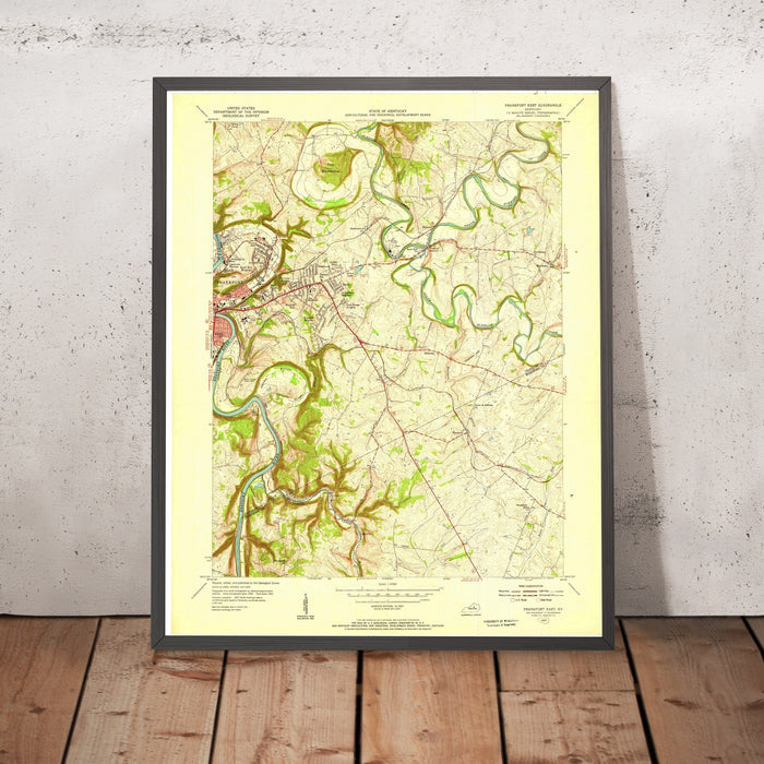 Old Map of Frankfort, Kentucky by USGS, 1953 – Kentucky River & Elkhorn Creek