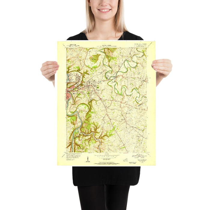 Old Map of Frankfort, Kentucky by USGS, 1953 – Kentucky River & Elkhorn Creek
