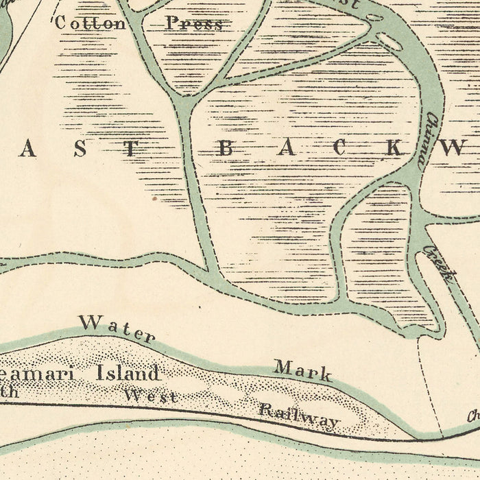Old Map of Karachi, 1886: Port & Harbour, Cantonment, Oyster Rocks, Light House