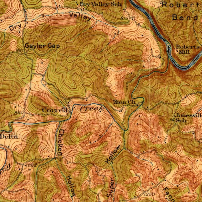 Old Map of Lake Cumberland, Kentucky by USGS, 1932 – Burnside, Monticello & Cumberland River